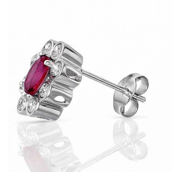 Orecchini - 18 carati Oro bianco - 1.52ct. tw. Rubino - Diamante