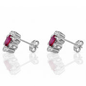 Orecchini - 18 carati Oro bianco - 1.52ct. tw. Rubino - Diamante