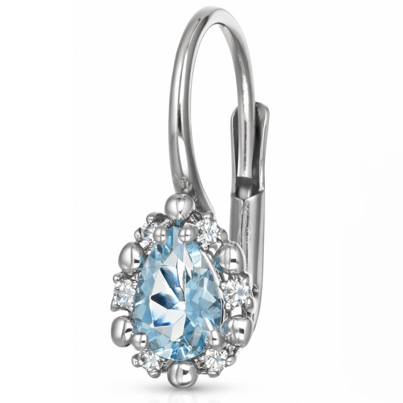Orecchini - 18 carati Oro bianco - 0.82ct. tw. Acquamarina - Diamante
