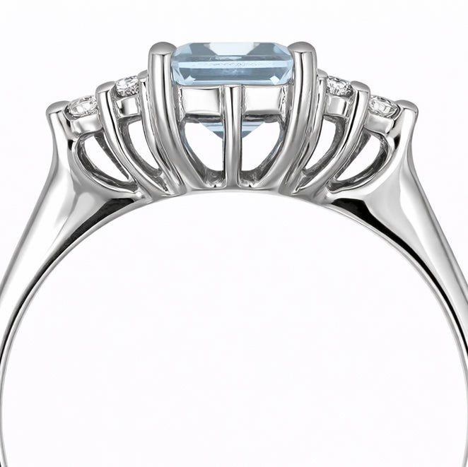 Anello - 18 carati Oro bianco - 1.365ct. tw. Acquamarina - Diamante