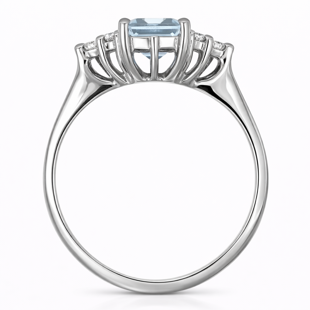 Anello - 18 carati Oro bianco - 1.365ct. tw. Acquamarina - Diamante