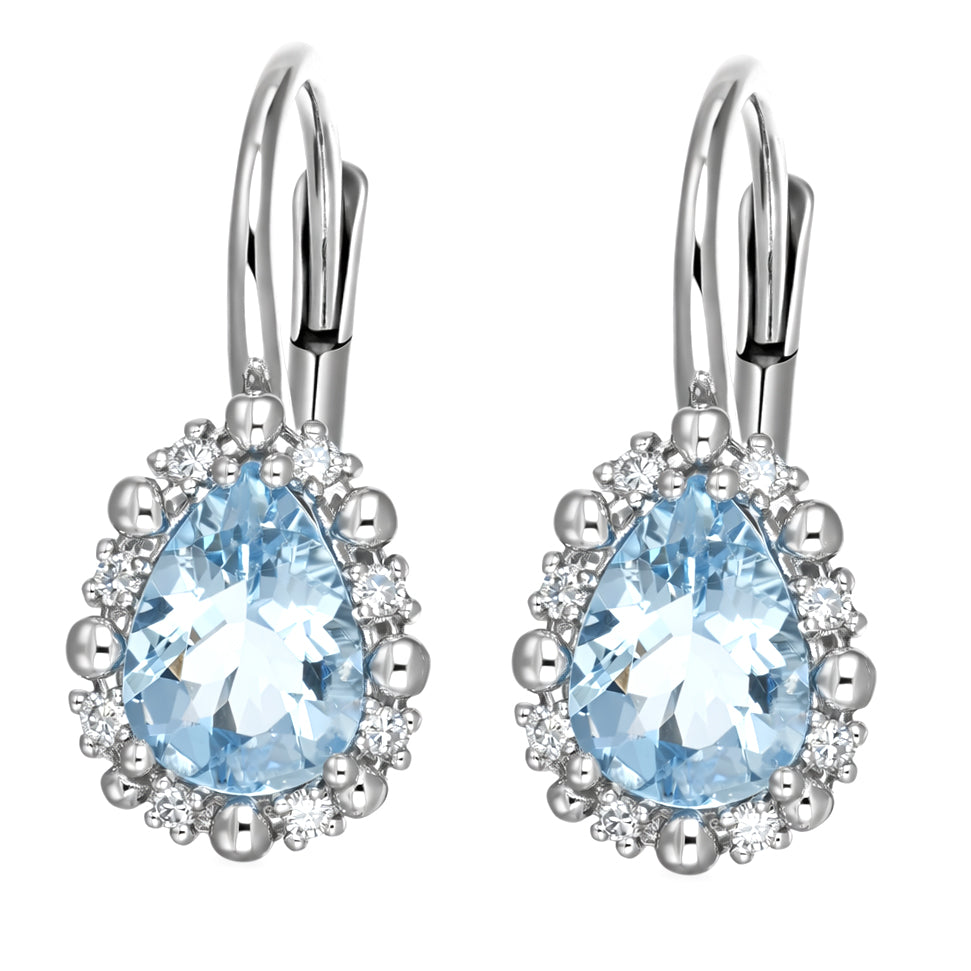Orecchini - 18 carati Oro bianco - 1.60ct. tw. Acquamarina - Diamante