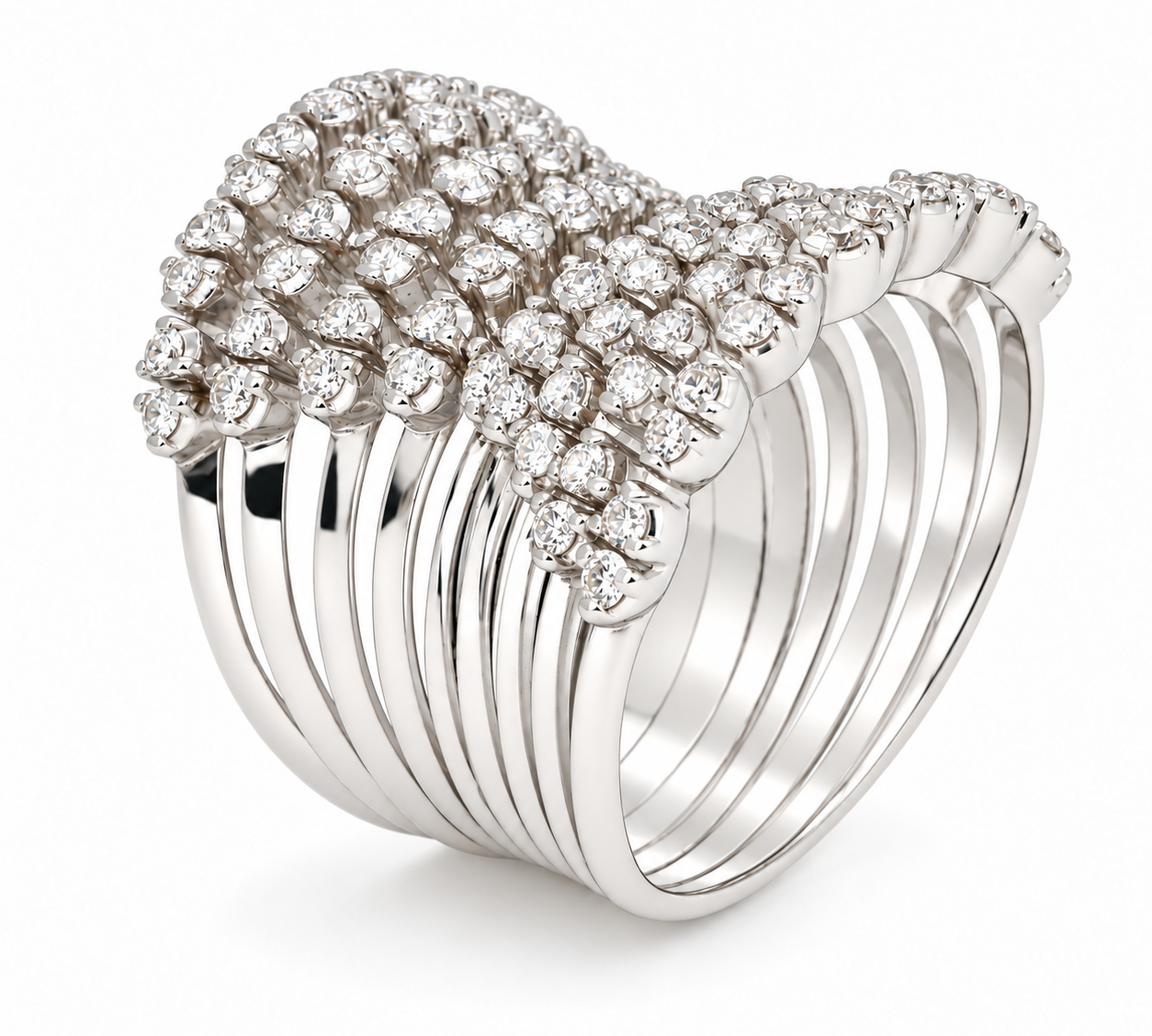 Anello - 18 carati Oro bianco - 1.88ct. tw. Diamante (Naturale) - Made in Italy - Handmade