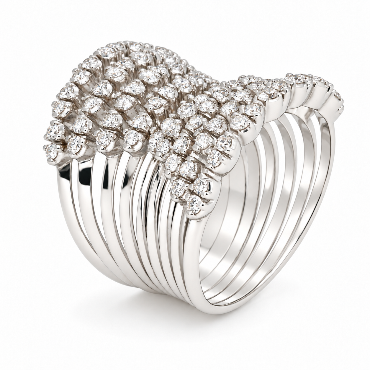 Anello - 18 carati Oro bianco - 1.88ct. tw. Diamante (Naturale) - Made in Italy - Handmade
