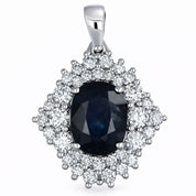 Ciondolo - 18 carati Oro bianco - 2.30ct. tw. Zaffiro - Diamante