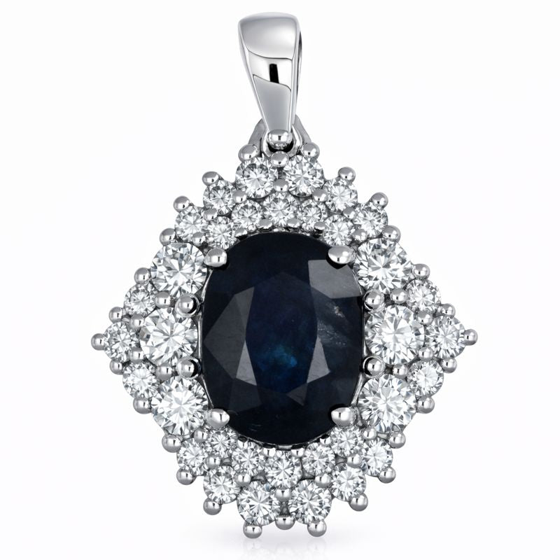 Ciondolo - 18 carati Oro bianco - 2.30ct. tw. Zaffiro - Diamante