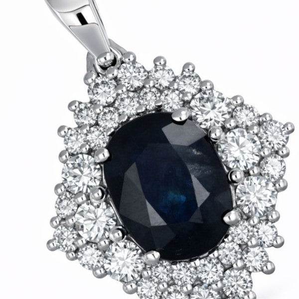 Ciondolo - 18 carati Oro bianco - 2.30ct. tw. Zaffiro - Diamante