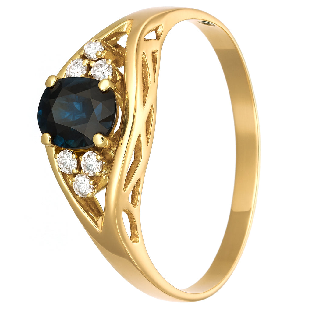 Anello - 18 carati Oro giallo - 0.75ct. tw. Zaffiro - Diamante