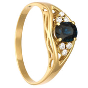 Anello - 18 carati Oro giallo - 0.75ct. tw. Zaffiro - Diamante