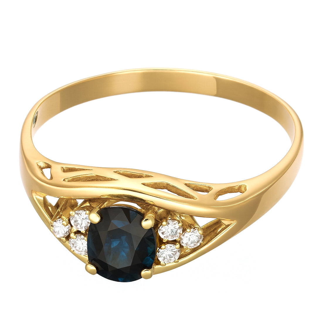 Anello - 18 carati Oro giallo - 0.75ct. tw. Zaffiro - Diamante