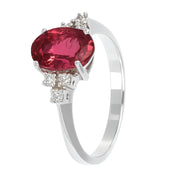 Anello - 18 carati Oro bianco - 2.12ct. tw. Tormalina - Diamante