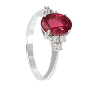 Anello - 18 carati Oro bianco - 2.12ct. tw. Tormalina - Diamante