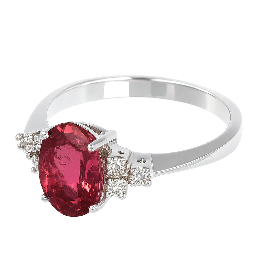 Anello - 18 carati Oro bianco - 2.12ct. tw. Tormalina - Diamante