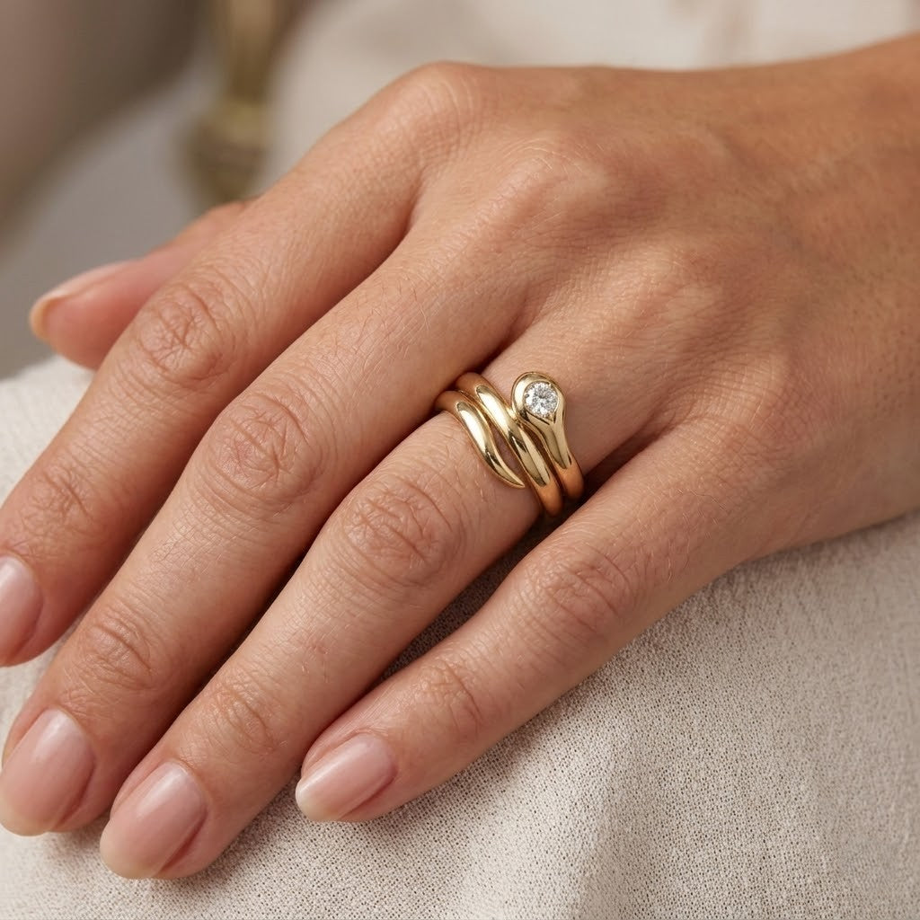 Anello - 18 carati Oro giallo - 0.25ct. tw. Diamante (Naturale)