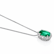 Collana con ciondolo - 18 carati Oro bianco - 0.77ct. tw. Smeraldo - Diamante