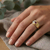 Anello - 18 carati Oro giallo, Oro bianco - 0.23ct. tw. Rubino - Diamante - Made in Italy - Handmade