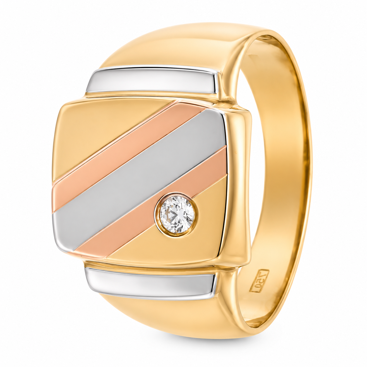 Anello - 18 carati Oro bianco, Oro giallo, Oro rosa - 0.07ct. tw. Diamante (Naturale) - Made in Italy - Handmade