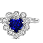 Anello - 18 carati Oro bianco Zaffiro - Diamante