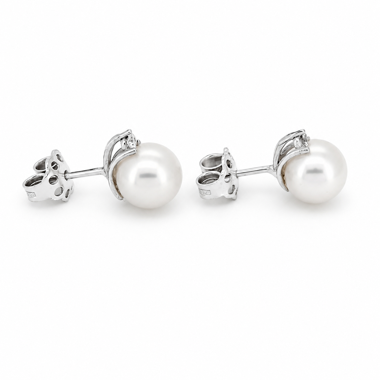 Orecchini - 18 carati Oro bianco - 0.10ct. tw. Diamante (Naturale) - Perla - Made in Italy - Handmade
