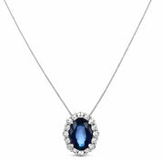 Collana con ciondolo - 18 carati Oro bianco - 0.86ct. tw. Zaffiro - Diamante