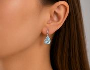 Orecchini - 18 carati Oro bianco - 2.28ct. tw. Acquamarina - Diamante