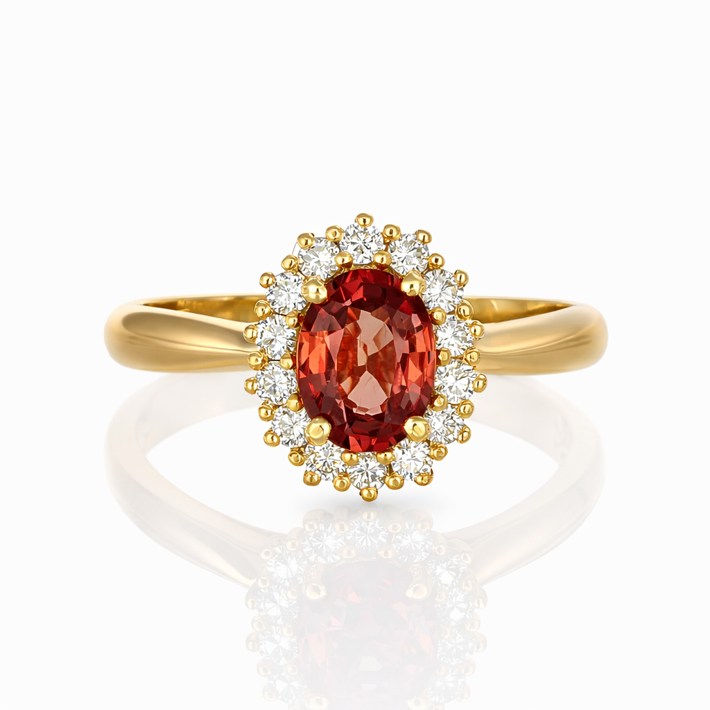 Anello - 18 carati Oro giallo - 1.28ct. tw. Zaffiro - Diamante