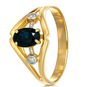 Anello - 18 carati Oro giallo - 0.53ct. tw. Zaffiro - Diamante