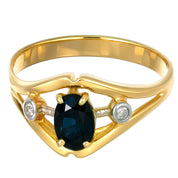 Anello - 18 carati Oro giallo - 0.53ct. tw. Zaffiro - Diamante