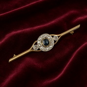 Spilla - 18 carati Oro giallo, Argento - 1.07ct. tw. Zaffiro - Diamante - Made in Italy - Handmade