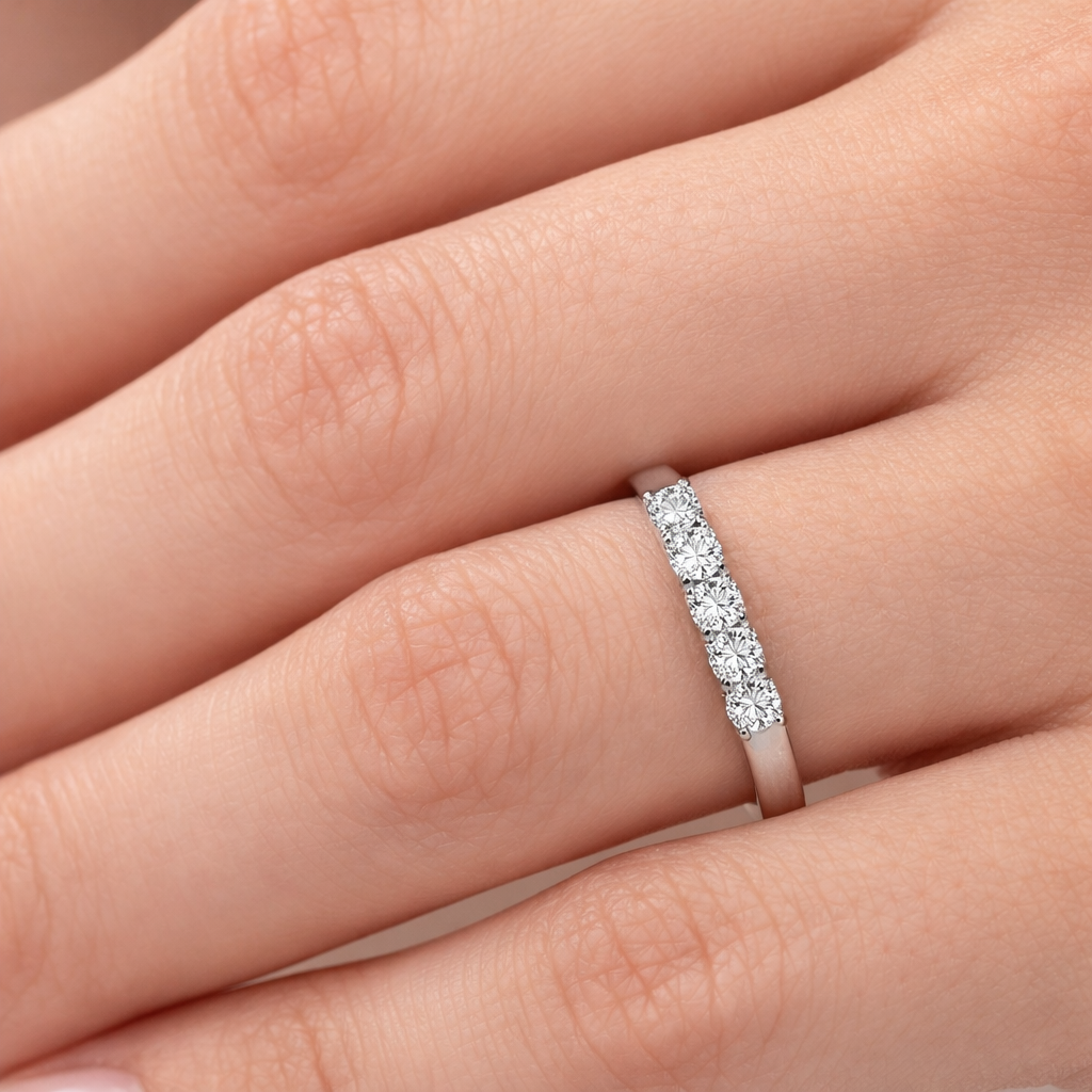 Anello - 18 carati Oro bianco - 0.2ct. tw. Diamante (Naturale)