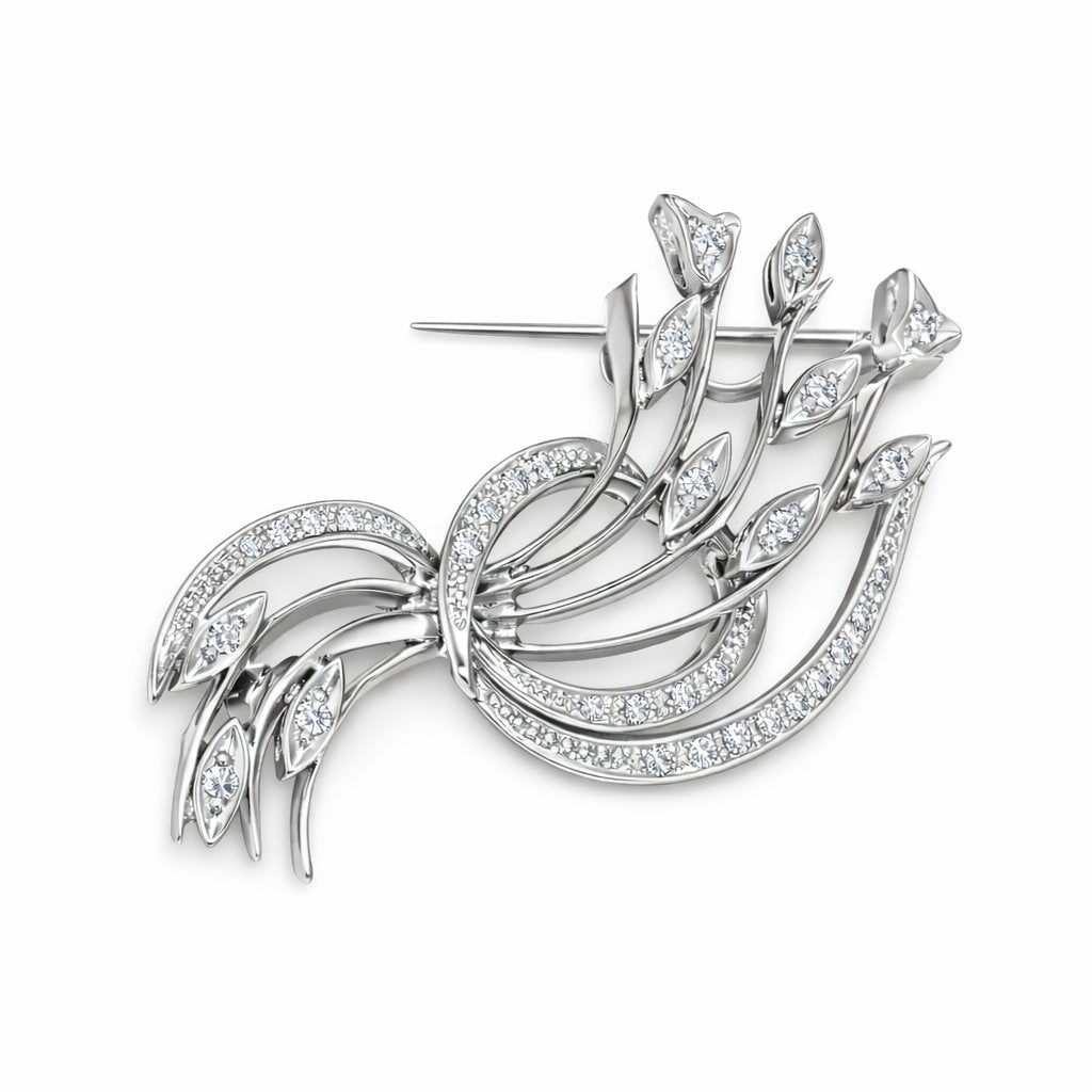 Spilla - 18 carati Oro bianco - 0.31ct. tw. Diamante (Naturale)