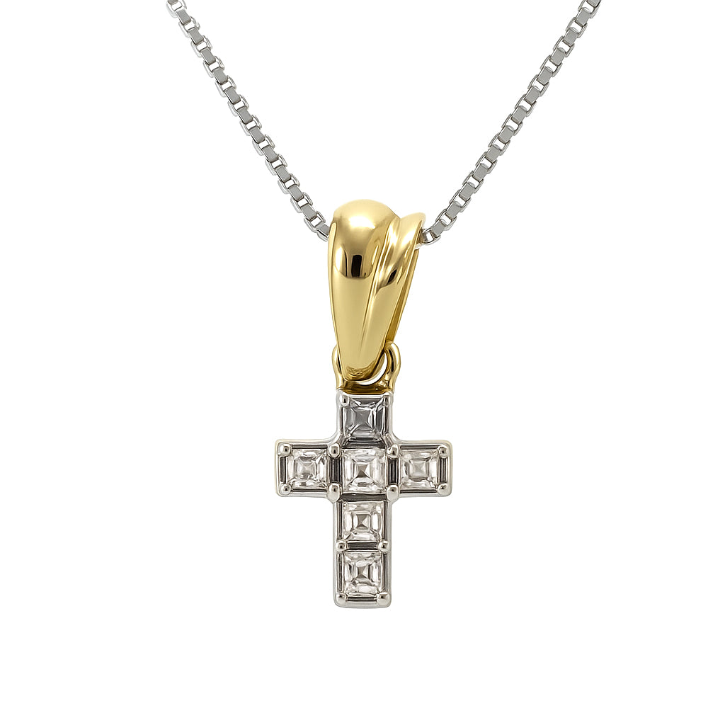 Collana con ciondolo - 18 carati Oro bianco, Oro giallo - 0.16ct. tw. Diamante (Naturale)