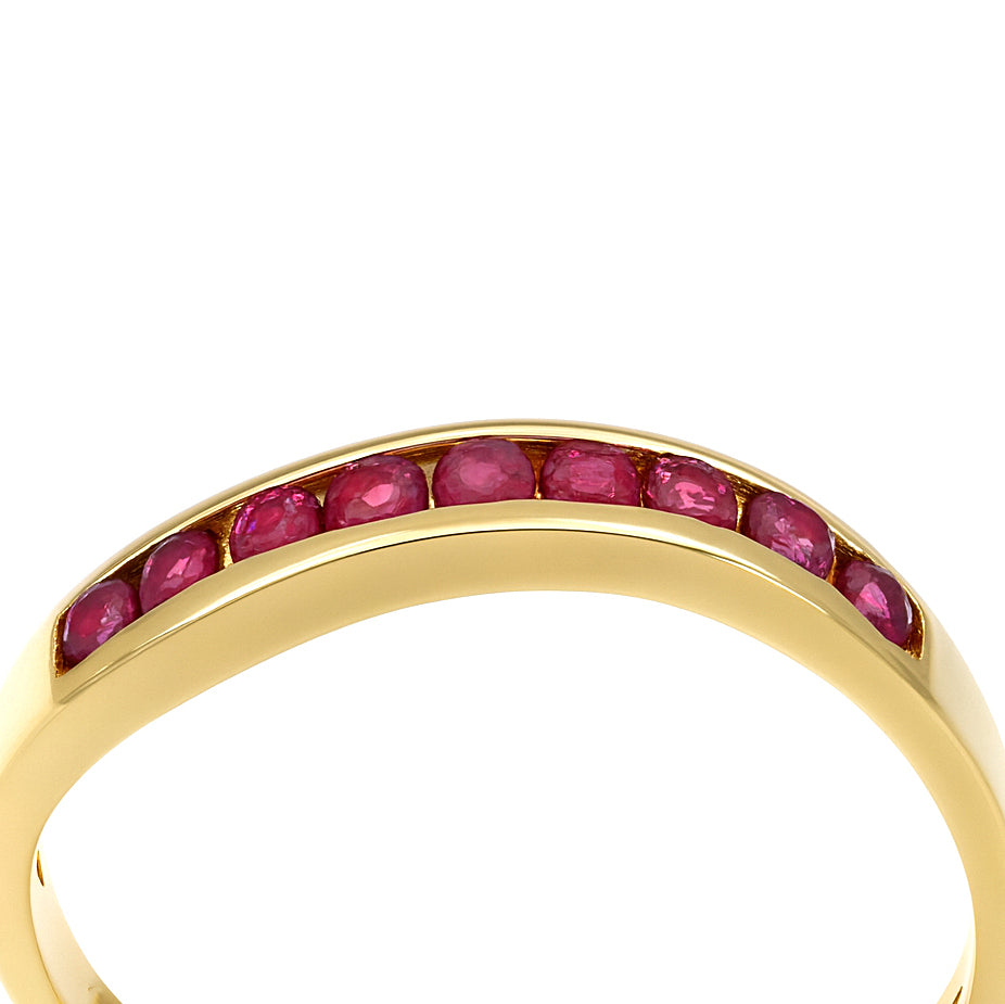 Anello - 18 carati Oro giallo - 0.04ct. tw. Rubino