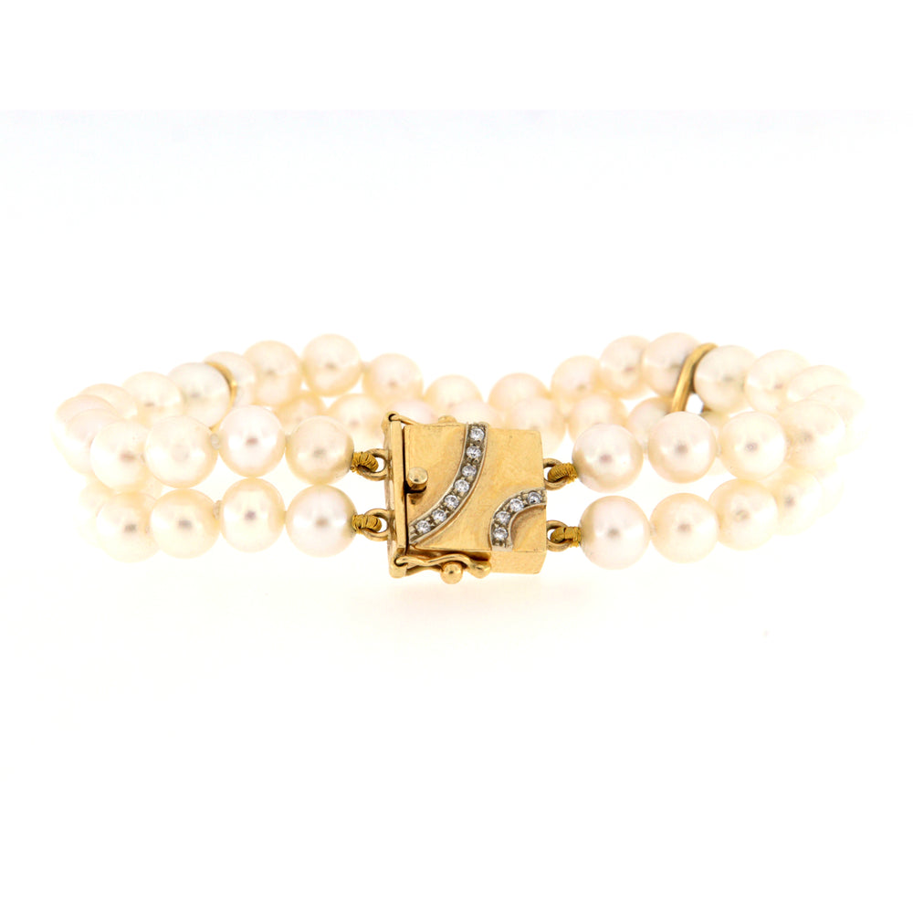 18 carati Oro Giallo Oro Bianco - Bracciale - Perle Akoya