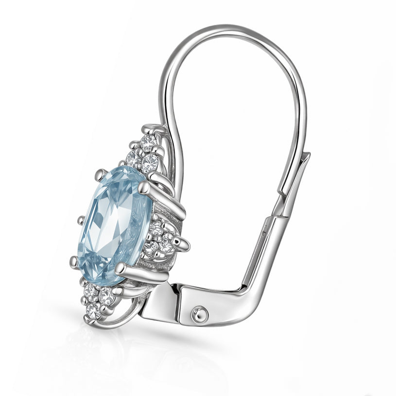 Orecchini - 18 carati Oro bianco - 2.42ct. tw. Acquamarina - Diamante