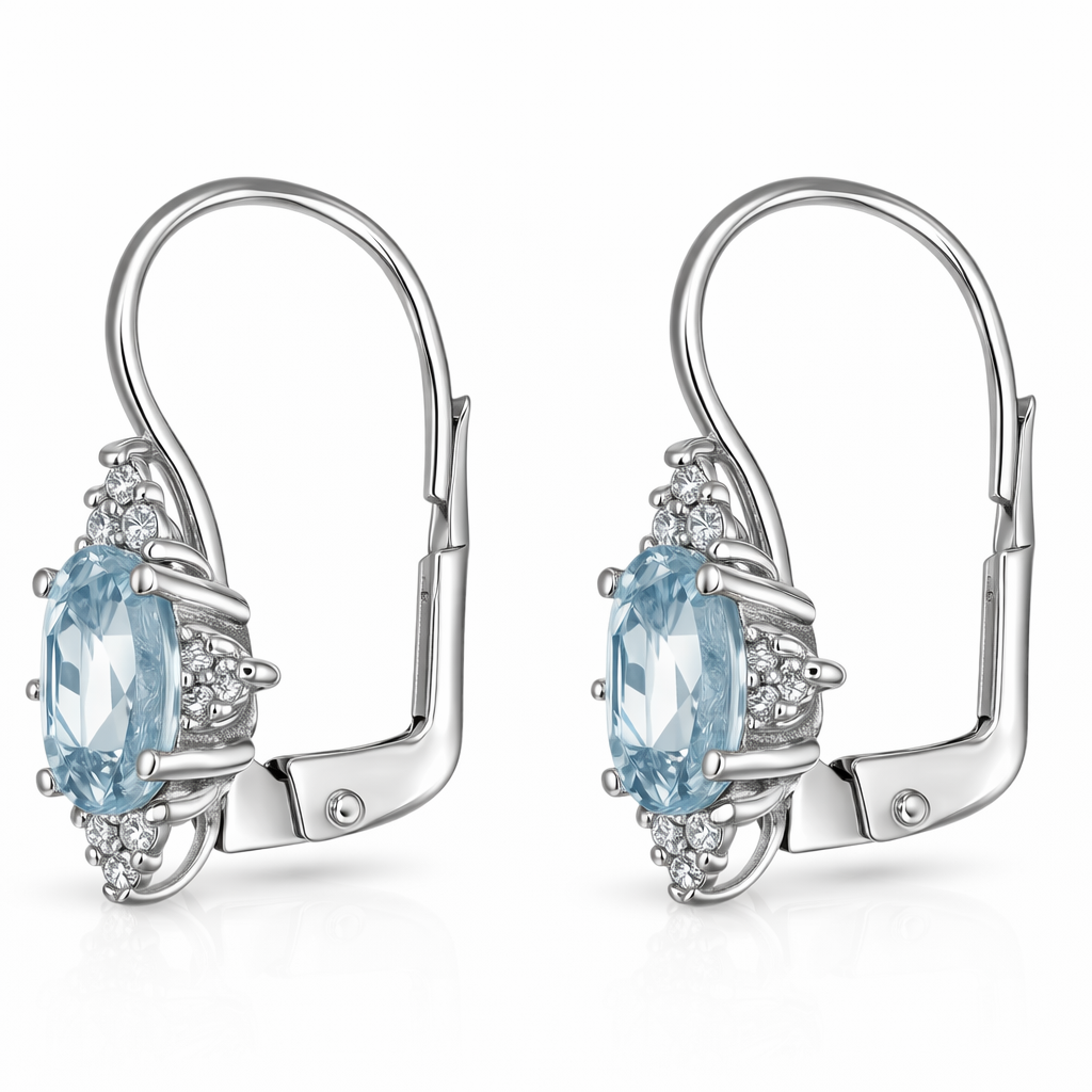 Orecchini - 18 carati Oro bianco - 2.42ct. tw. Acquamarina - Diamante