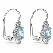 Orecchini - 18 carati Oro bianco - 2.42ct. tw. Acquamarina - Diamante
