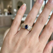 Anello - 18 carati Oro giallo - 1.60ct. tw. Zaffiro - Diamante