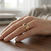 Anello - 18 carati Oro giallo - 0.88ct. tw. Zaffiro - Diamante - Made in Italy - Handmade