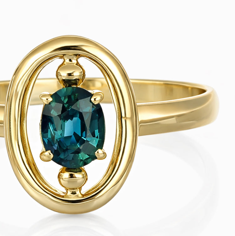 Anello - 18 carati Oro giallo - 0.45ct. tw. Zaffiro