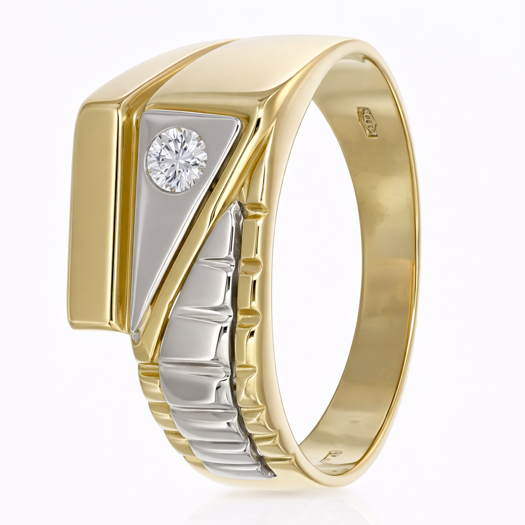 Anello in Oro giallo, Oro bianco 18 carati -Zircone