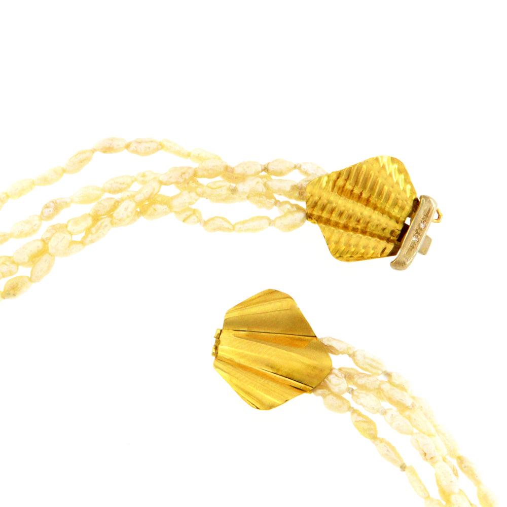 18 carati Oro bianco, Oro giallo - Collana - 0.01 ct Diamanti - Perle scaramazze
