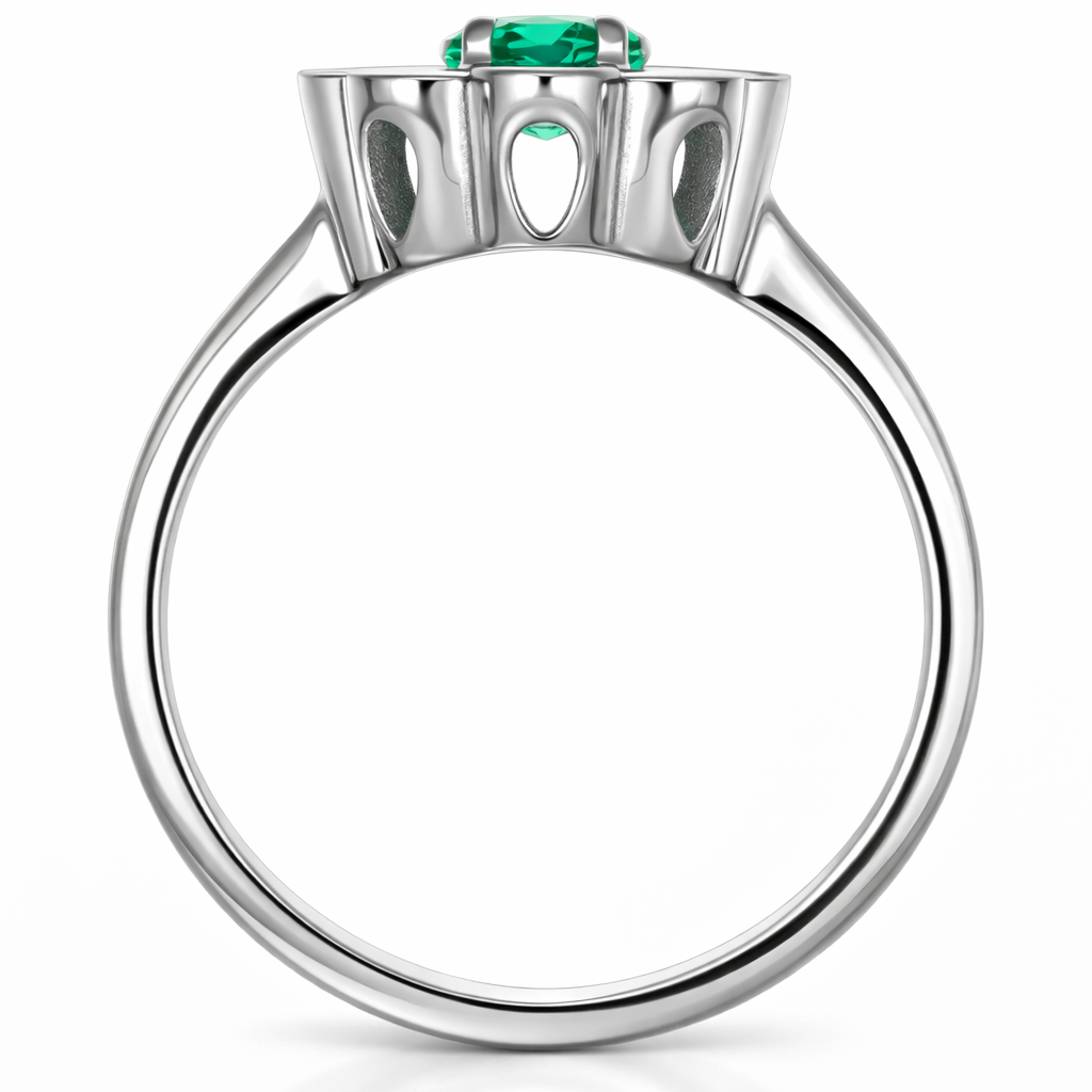 Anello - 18 carati Oro bianco Smeraldo - Diamante