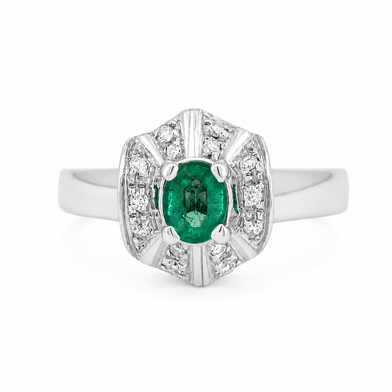 Anello - 18 carati Oro bianco - 0.69ct. tw. Smeraldo - Diamante - Made in Italy - Gi.Val.
