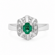 Anello - 18 carati Oro bianco - 0.69ct. tw. Smeraldo - Diamante - Made in Italy - Gi.Val.