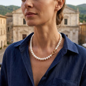 Collana - 18 carati Oro giallo - Perla - Made in Italy - HandMade