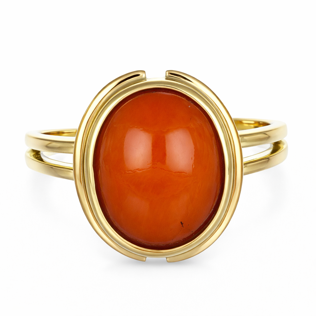 Anello - 18 carati Oro giallo Corallo