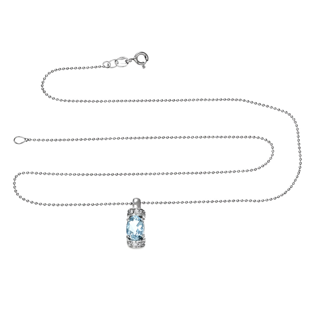 Collana - 18 carati Oro bianco - 1.09ct. tw. Acquamarina - Diamante