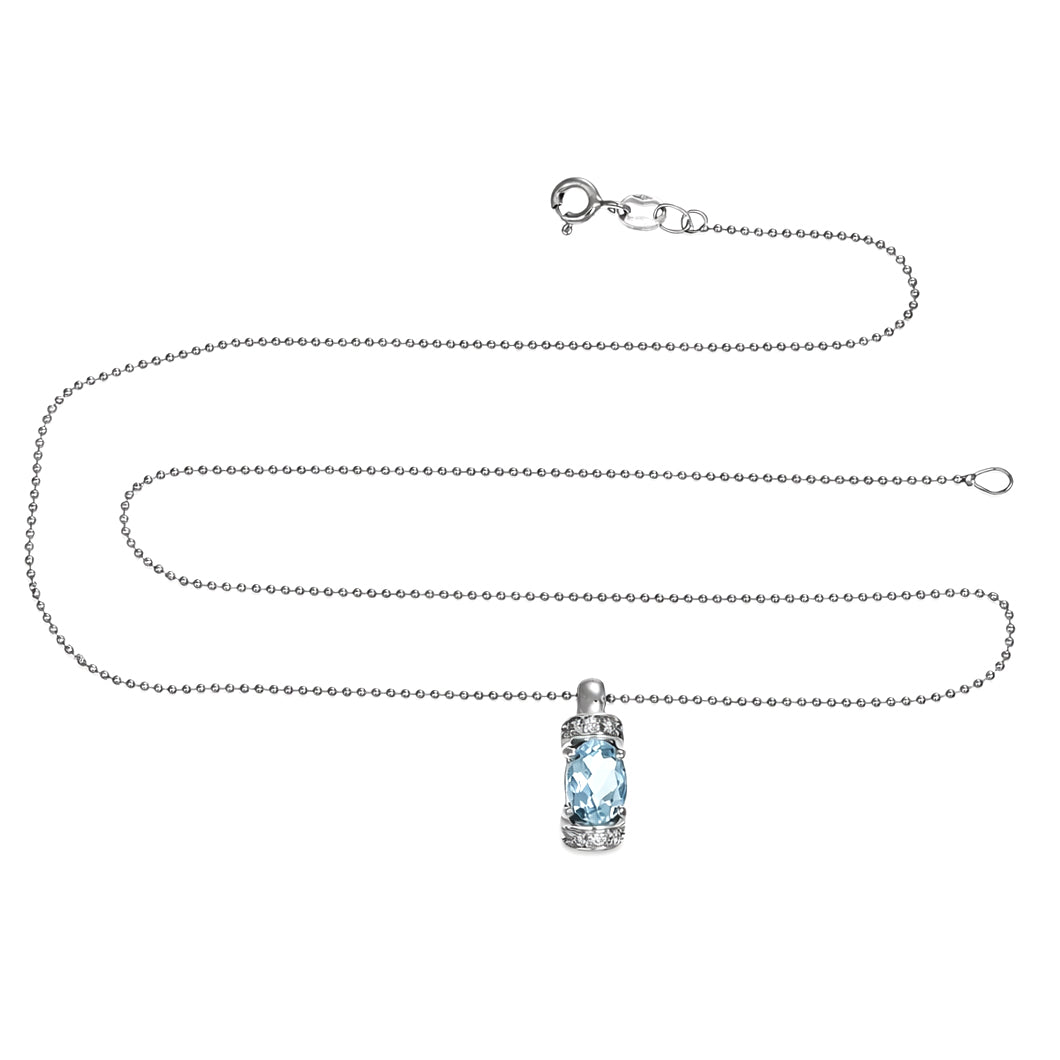 Collana - 18 carati Oro bianco - 1.09ct. tw. Acquamarina - Diamante