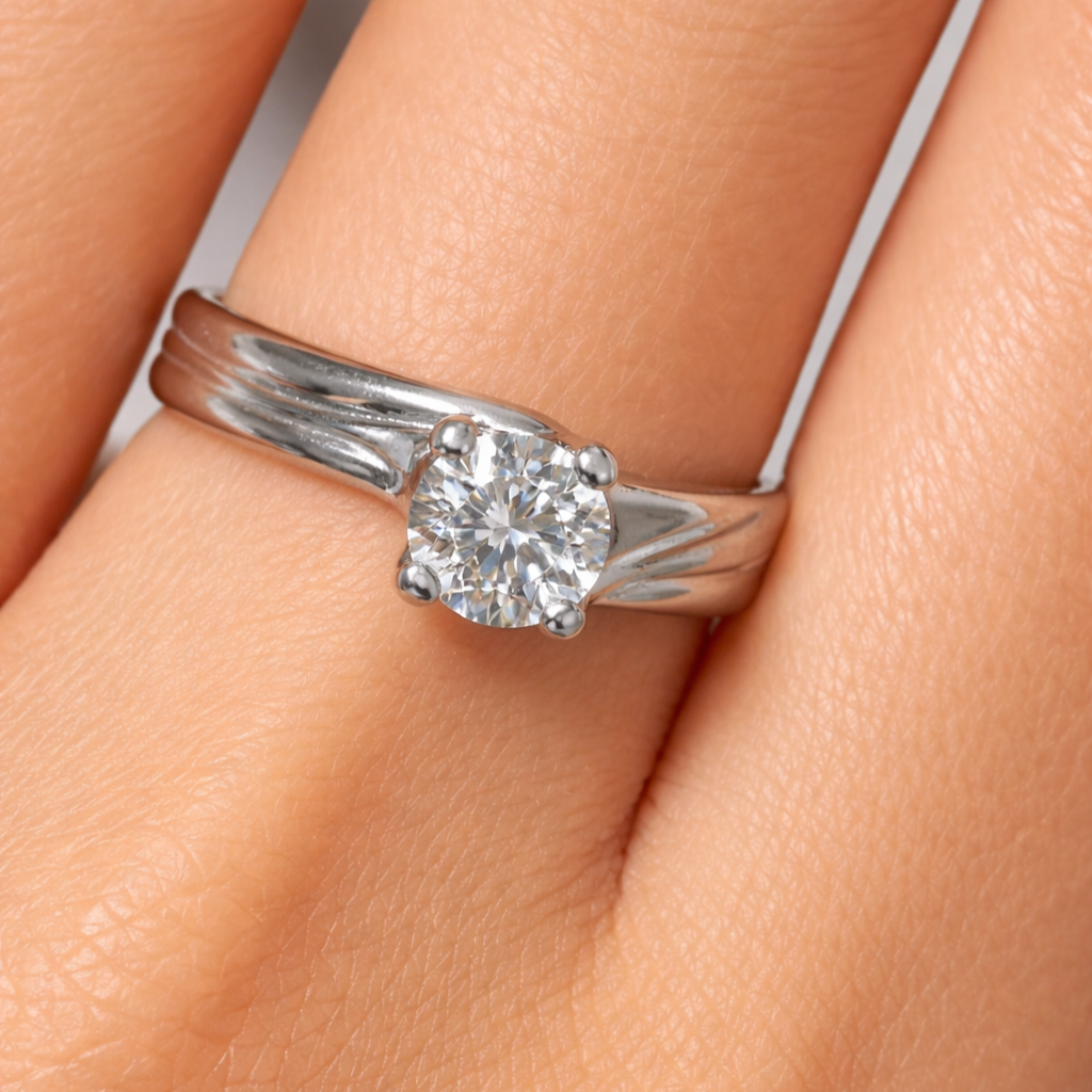 Anello - 18 carati Oro bianco - 0.80ct. tw. Diamante (Naturale)